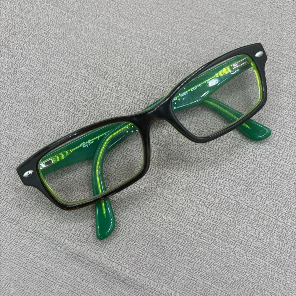 Ray-Ban RB1530 3665 Eyeglasses Tortoise Neon Green Rectangular Frames 48-16-130